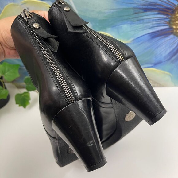 Stuart Weitzman Back Zipper Leather Ankle Boots Black  Size 10 - Picture 7 of 15
